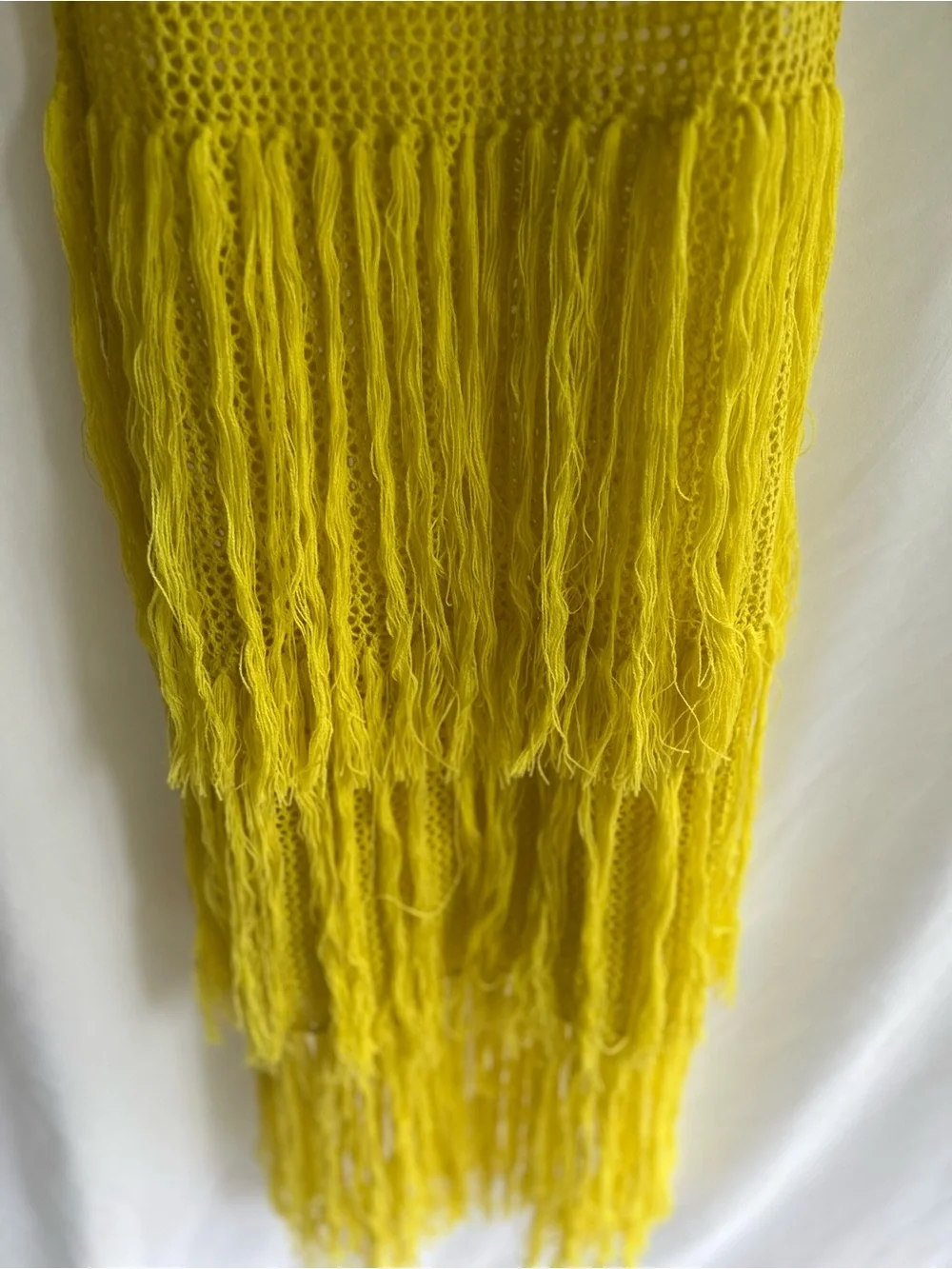 Micas Bright Yellow Crochet Fringe Maxi Dress - Picture 5 of 6